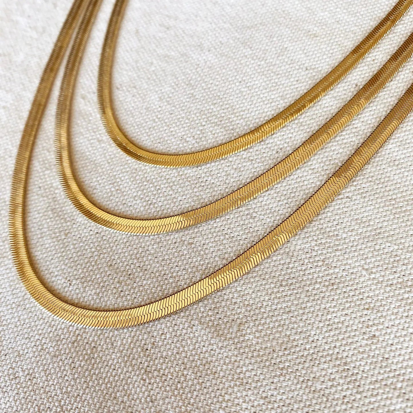 Ashlyn - Malia Grace Jewelry flat gold filled herringbone necklace 14", 16", 18", 20"