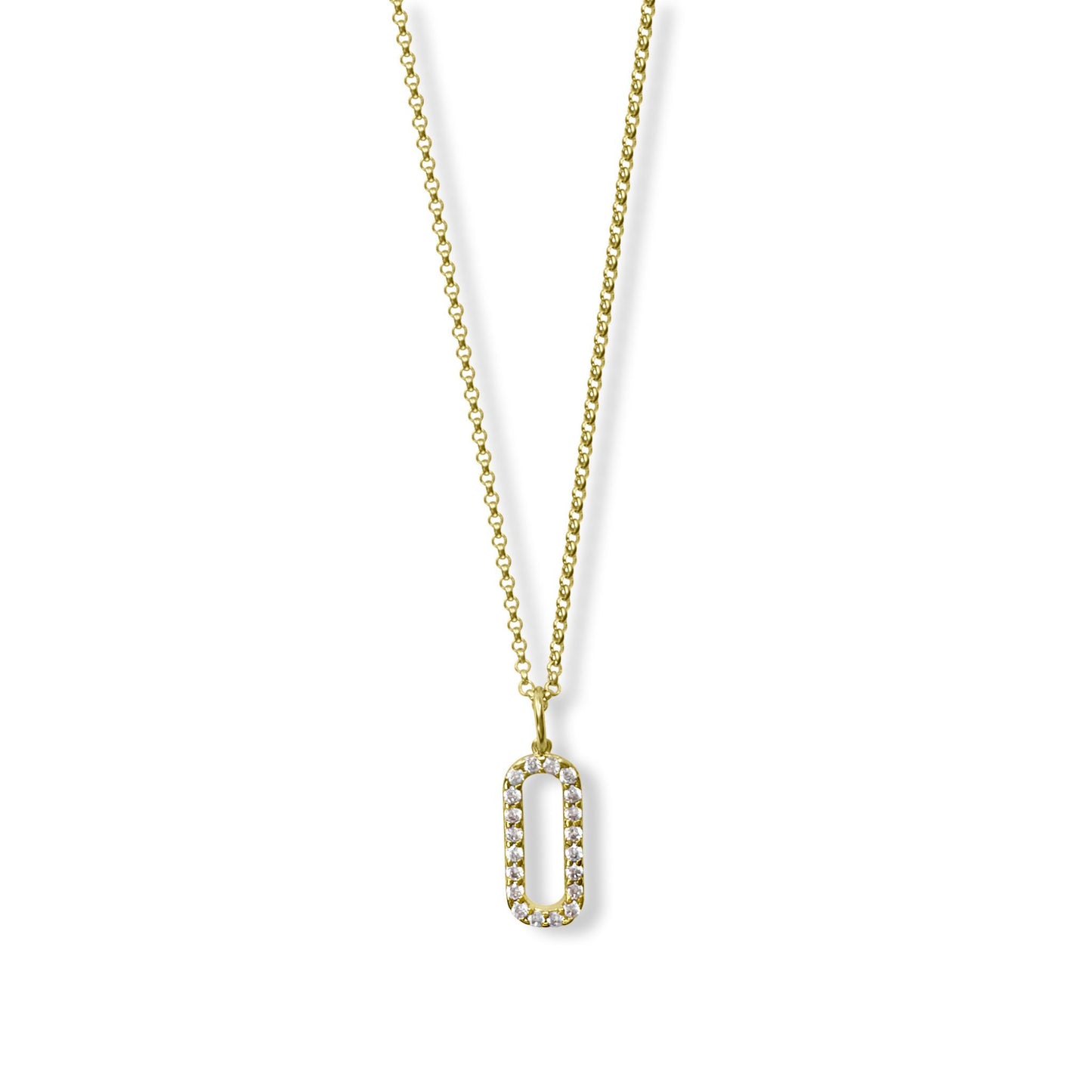gold necklace cz charm