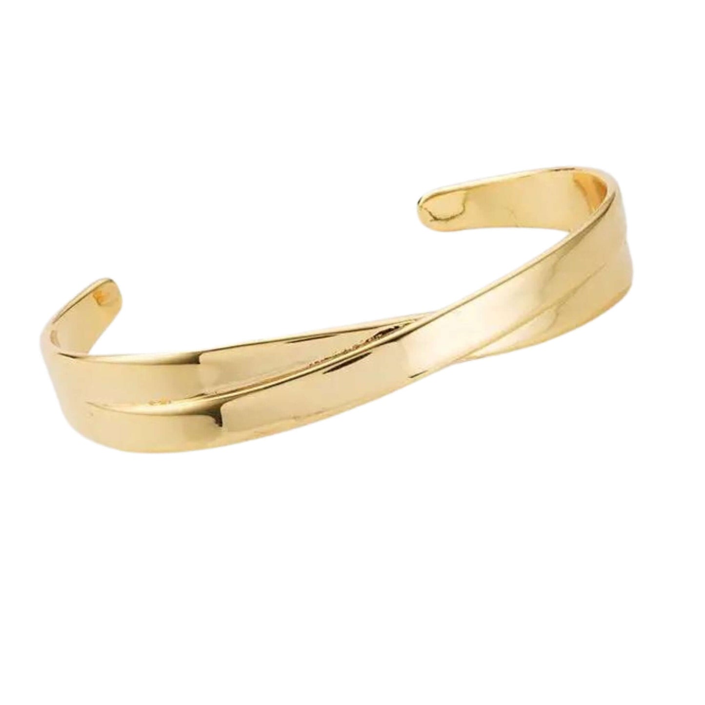 Ellis Cross-Over Cuff Bracelet with a sleek gold finish and a unique cross-over design.