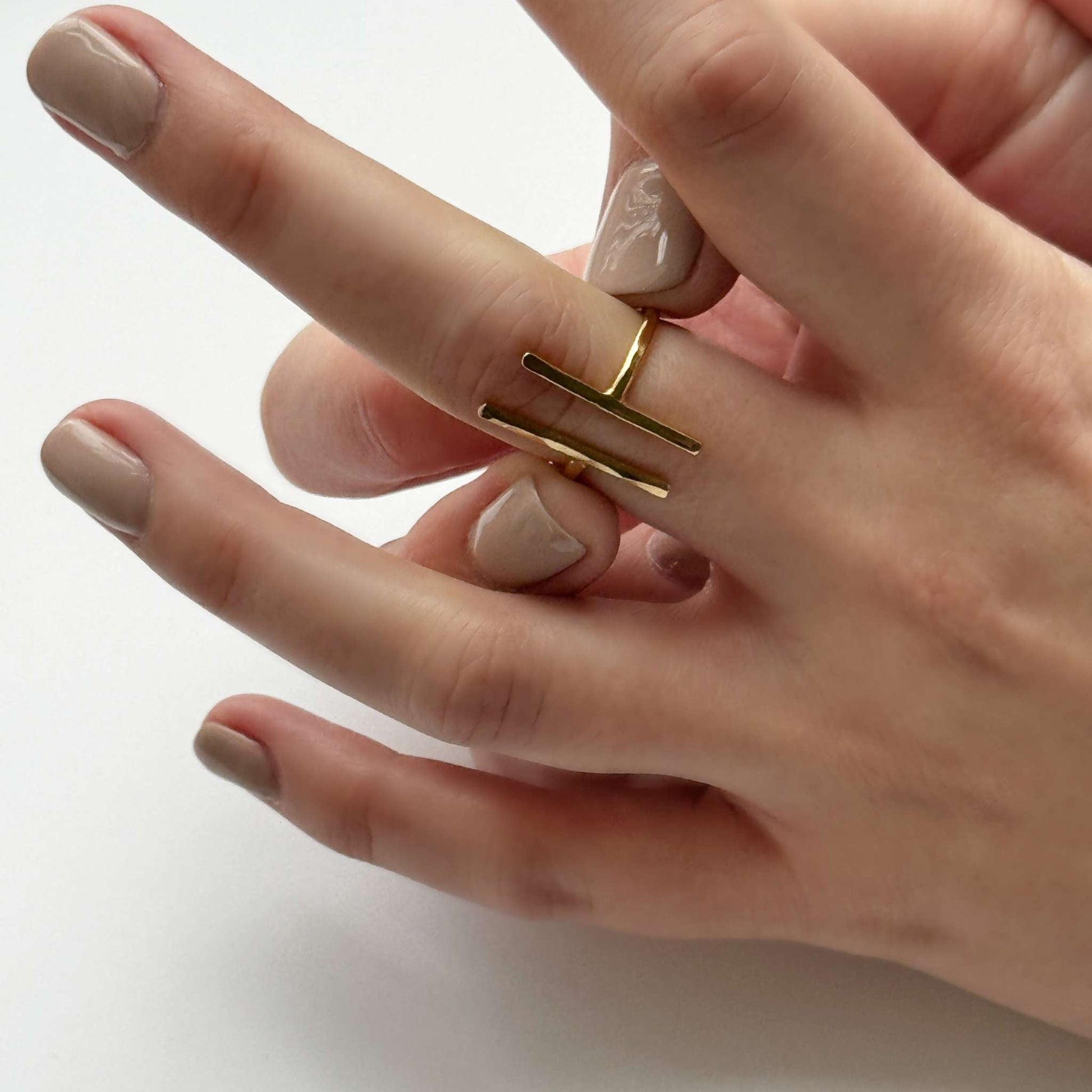 Elodie - Malia Grace Jewelry adjustable geometric bar gold ring