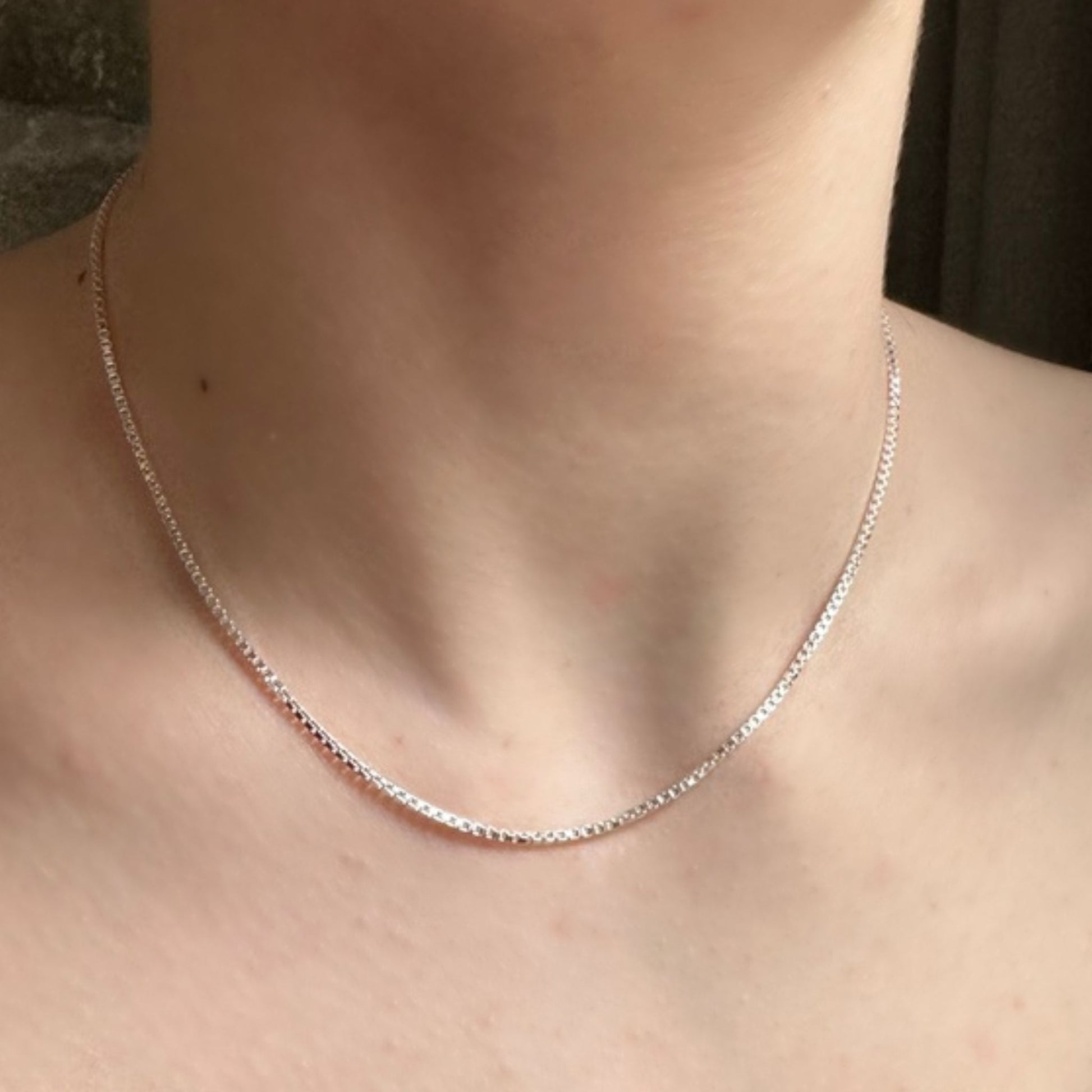 Eve - Malia Grace Jewelry silver box chain necklace 14", 16", 18", 20"