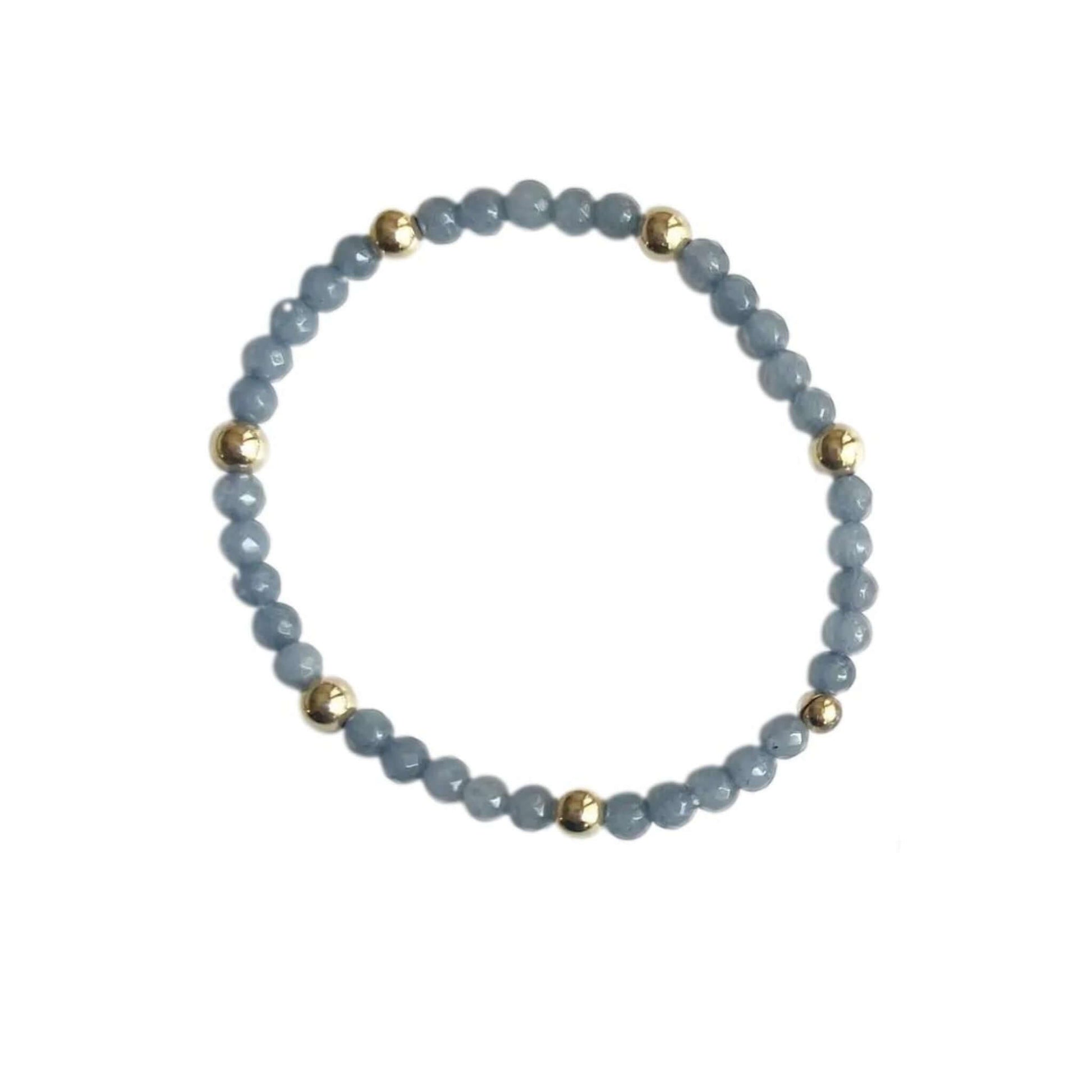 Sadie - Malia Grace Jewelry denim blue and gold beaded stretch bracelet stack
