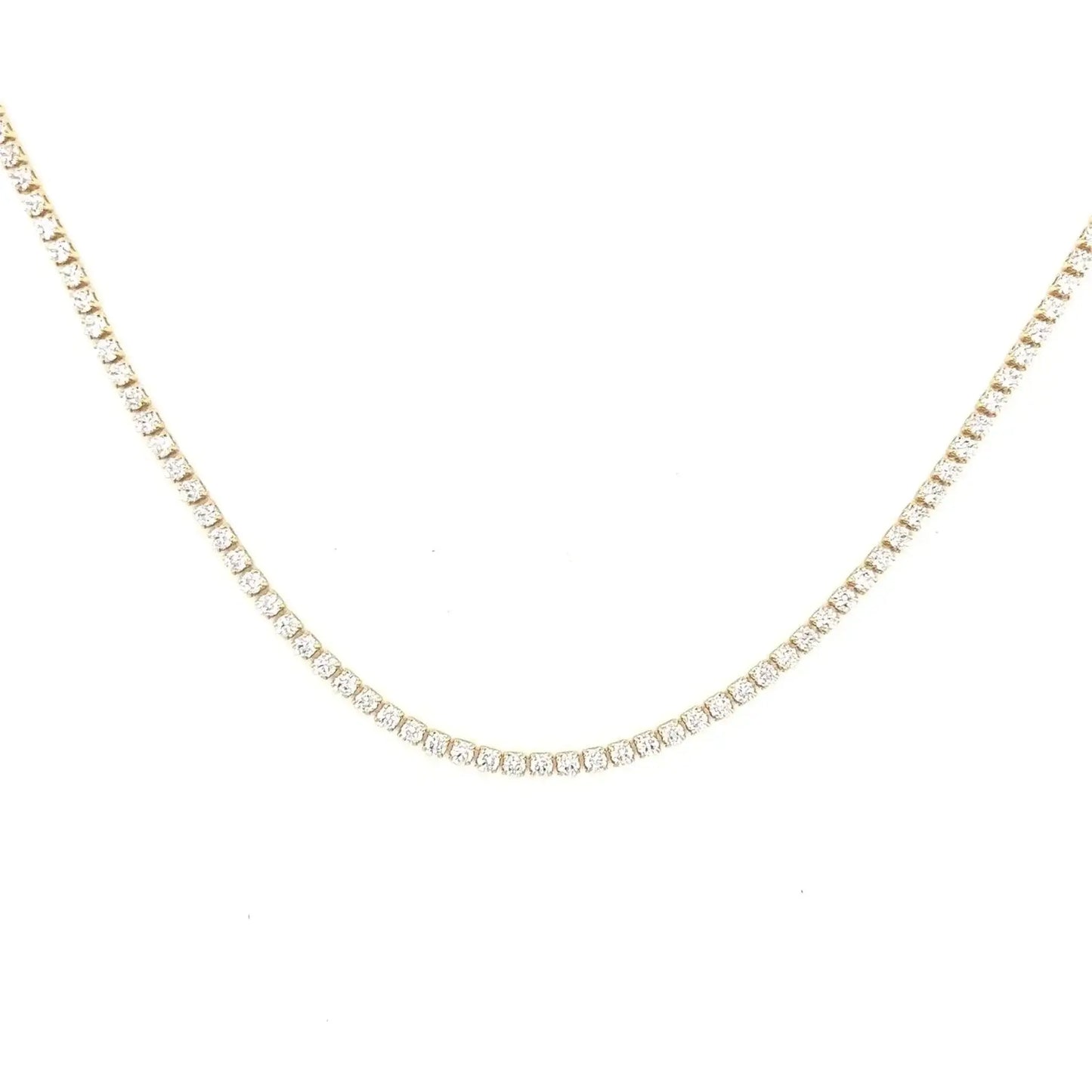 Vivienne 18K Gold-filled CZ Tennis Necklace featuring round cubic zirconia stones in a classic silhouette.