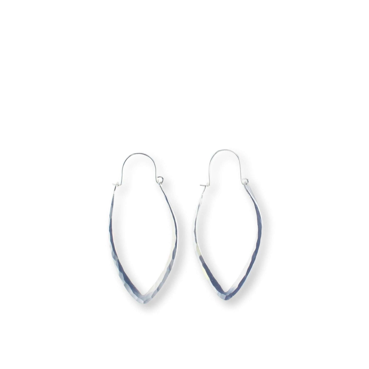 Remy 14K Gold-Filled Petal Hoop Earrings showcasing a unique oval shape with hammered texture.