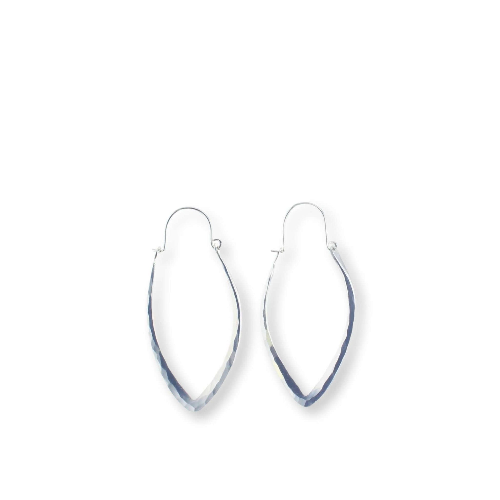Remy 14K Gold-Filled Petal Hoop Earrings showcasing a unique oval shape with hammered texture.