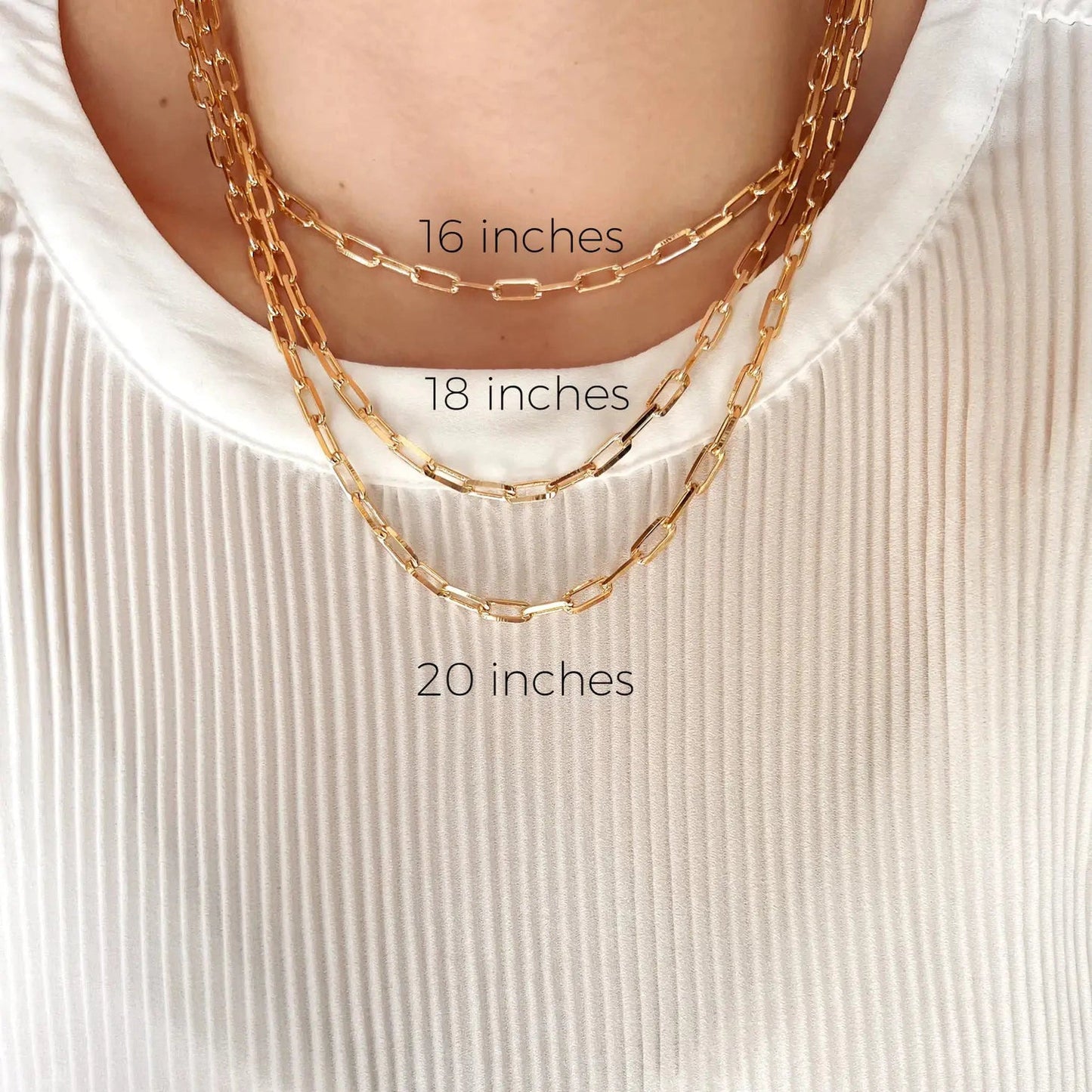 Belamy - Malia Grace Jewelry gold filled paperclip chain necklace 14", 16", 18", 20" 
