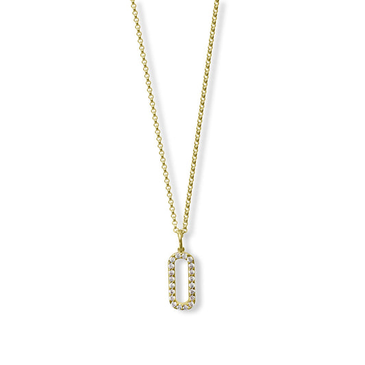 gold necklace cz charm 