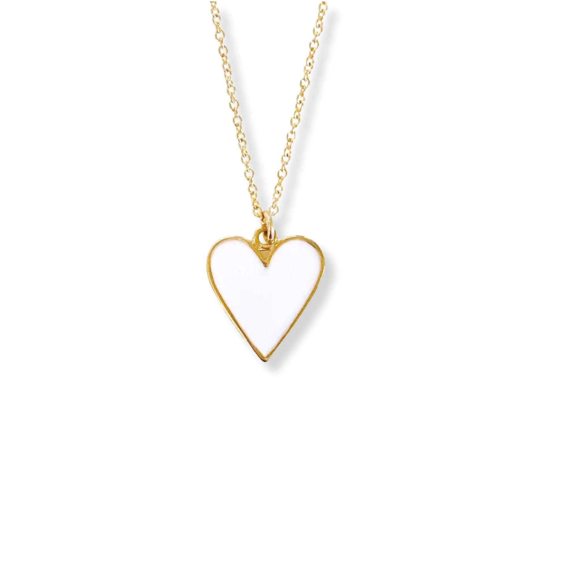 Claire - Malia Grace Jewelry white enamel heart necklace pendant