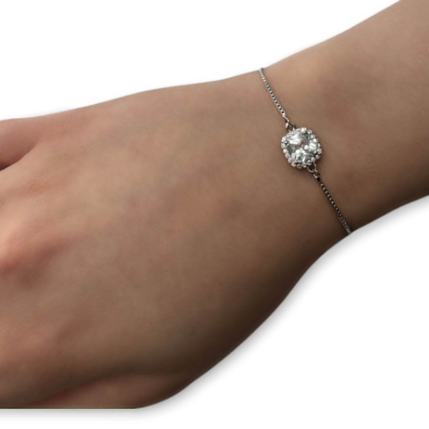 Loretta - Malia Grace Jewelry large cz adjustable silver bracelet