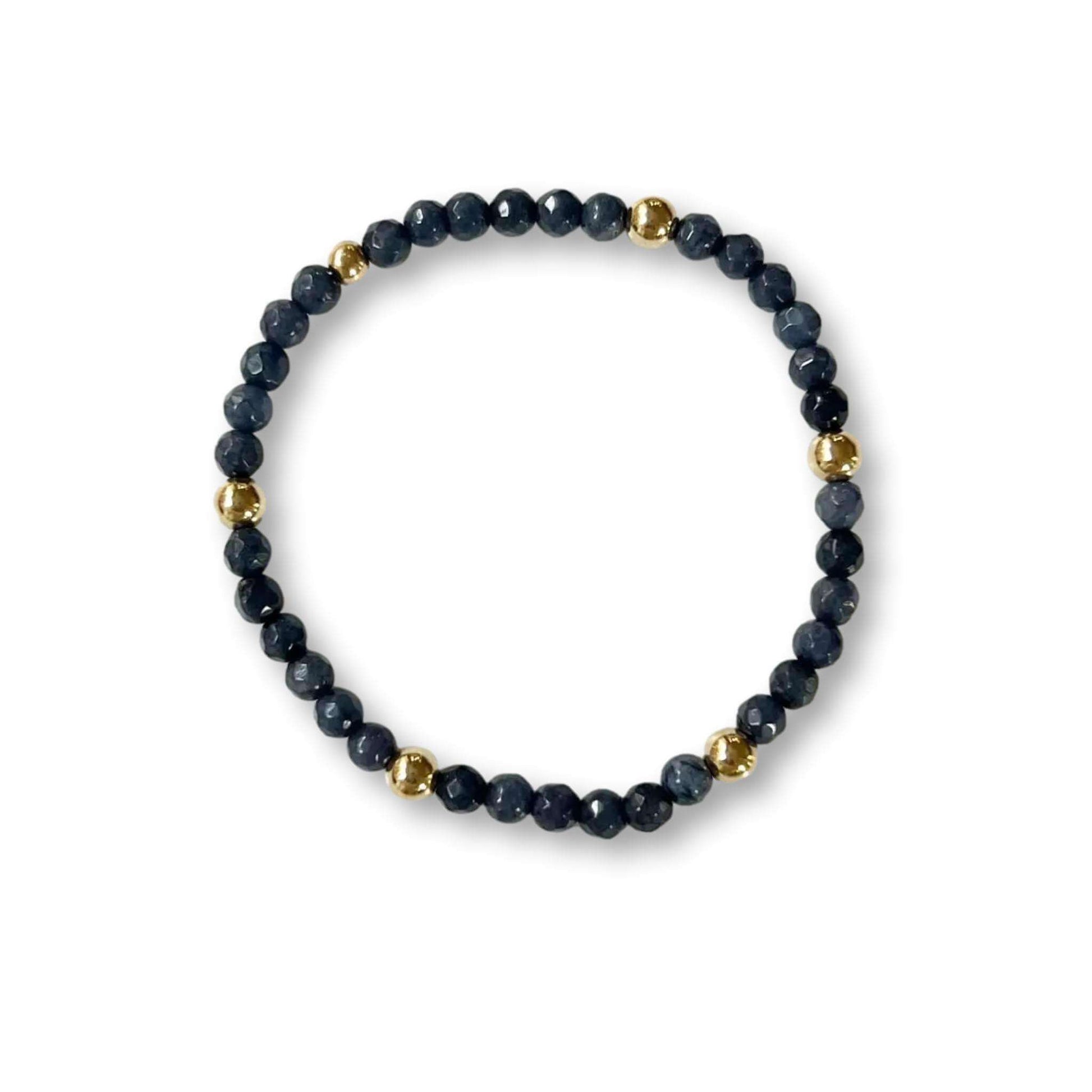 Lucy - Malia Grace Jewelry blue stretch beaded bracelet stack