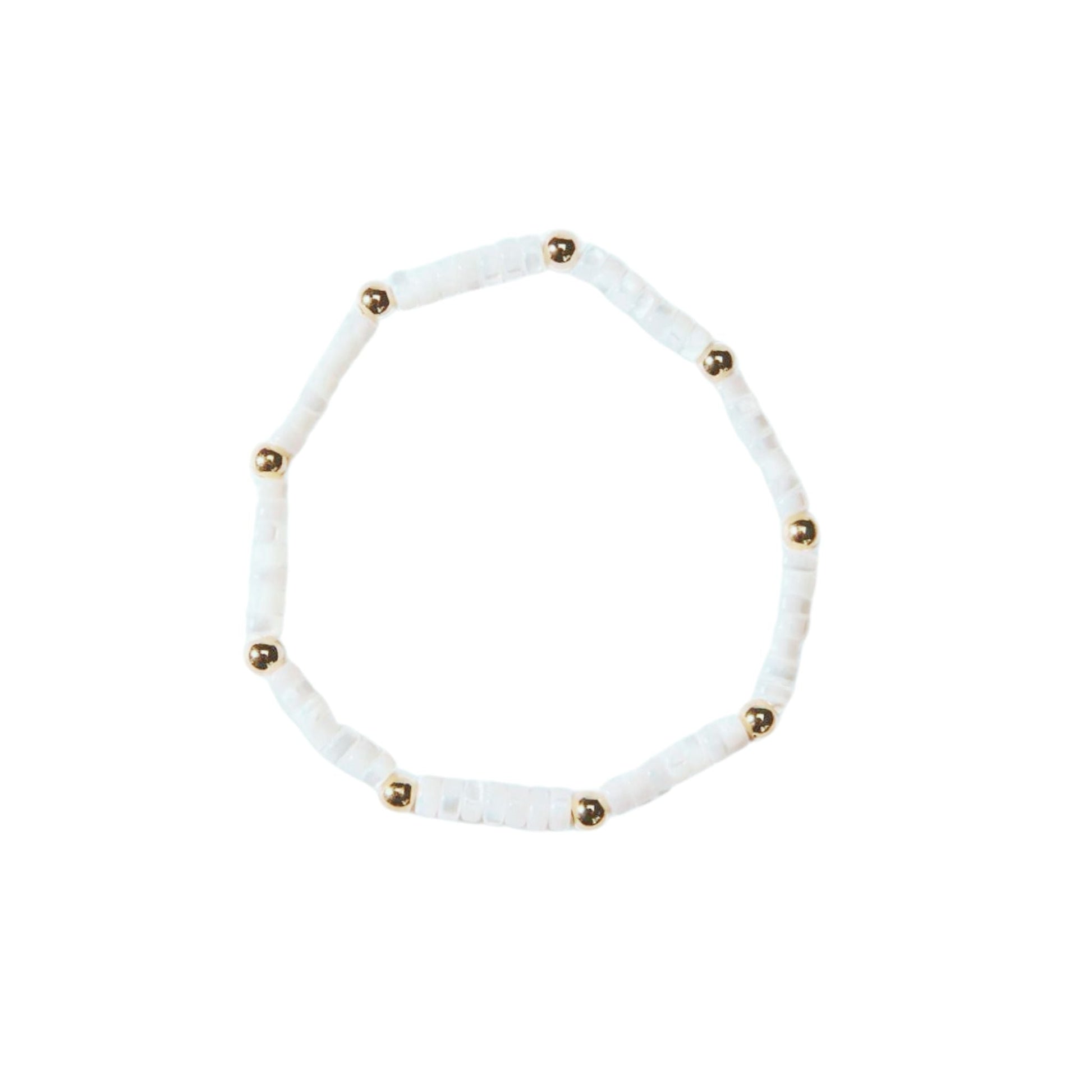 Rory - Malia Grace Jewelry gold white beaded stretch bracelet