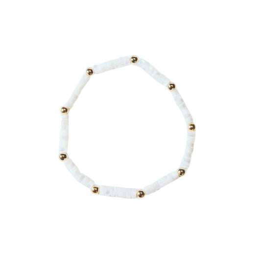 Rory - Malia Grace Jewelry gold white beaded stretch bracelet