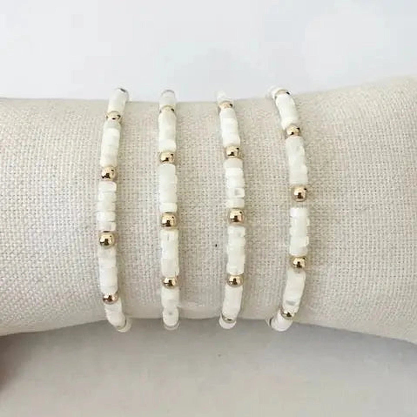 Rory - Malia Grace Jewelry white gold bead stretch bracelet