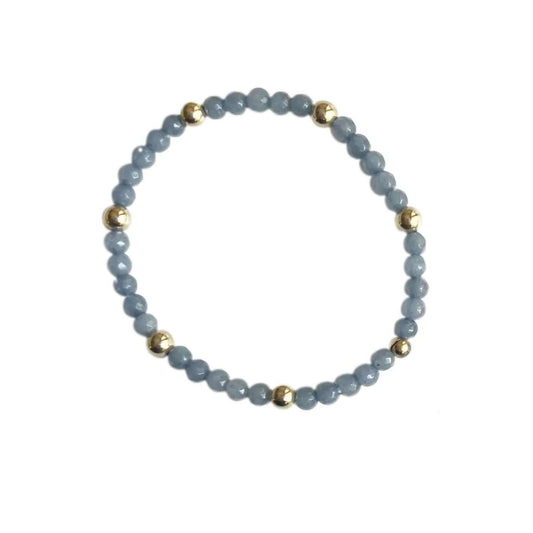 Sadie - Malia Grace Jewelry denim blue and gold beaded stretch bracelet stack 