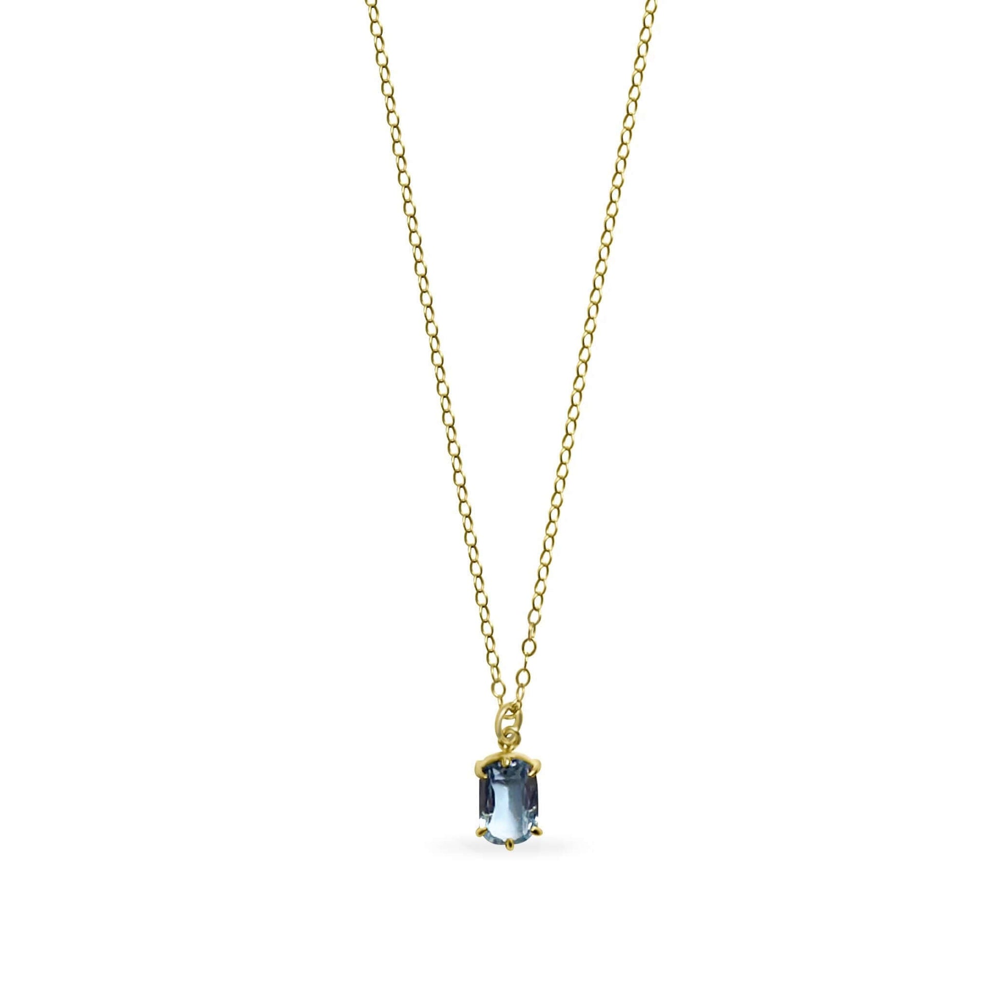 Thea - Malia Grace Jewelry gold aquamarine blue charm pendant necklace